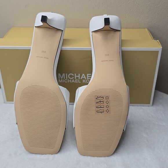 NIB Micheal Micheal Kors Merriam Kitten Sandal White Sz 8 - Picture 6 of 8